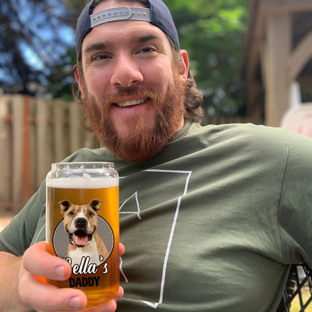 Custom Pet's Human Photo Beer Glass Bottle/Frosted Bottle, Pet Lover Gift AF
