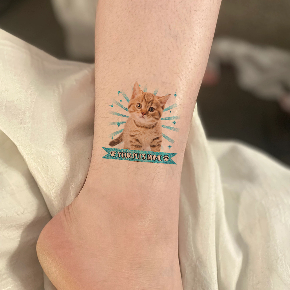 Personalized Funny Pet Photo Glitter Temporary Tattoos, DIY Gift For Dog Cat Lovers JonxiFon