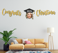 Thumbnail for Custom Congrats With Face Photo Glitter Graduation Set Of Banners 2025, Graduation Decorations FC