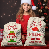 Thumbnail for Personalized Santa Sack - Christmas Gift For Family - Christmas Costume With Name AB