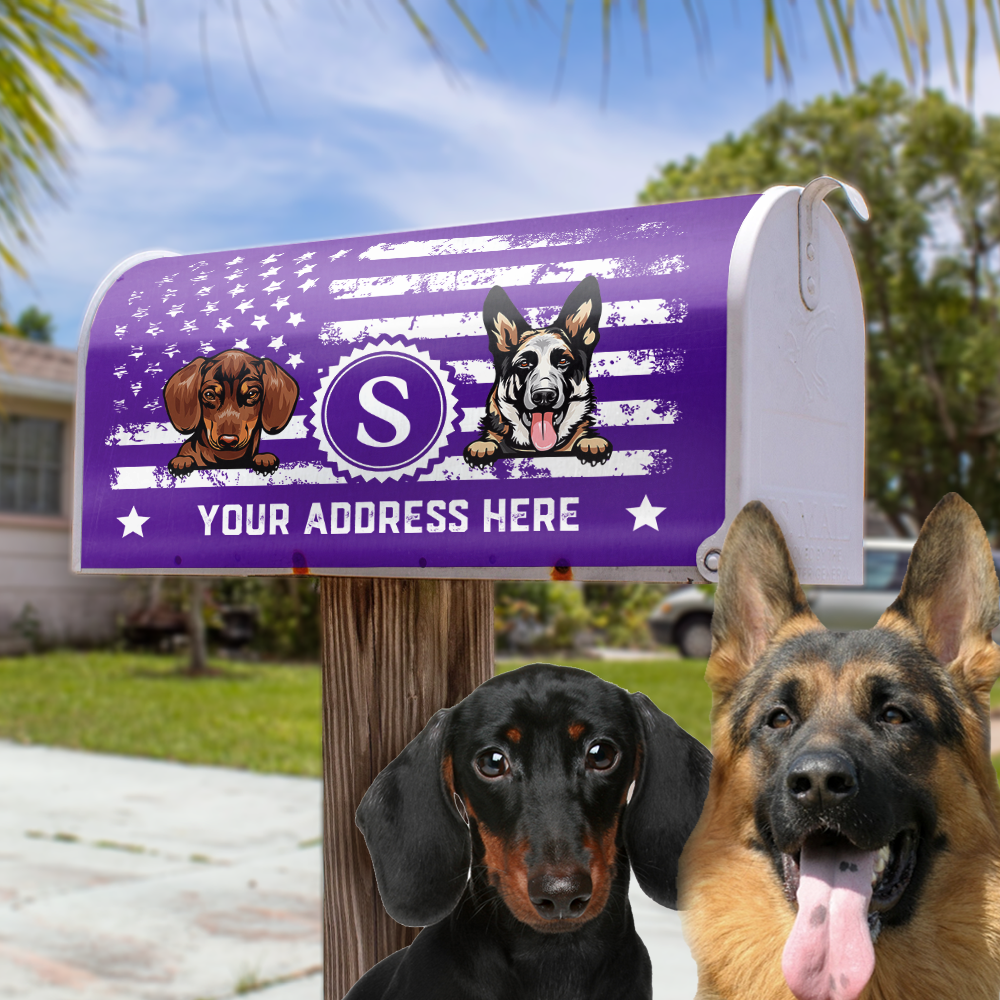 Personalized Dog Cat 4th July Black & White American Flag Mailbox Cover, Gift For Dog Cat Lovers FC