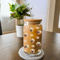 Thumbnail for Custom Photo Face Glass Bottle/Frosted Bottle With Lid & Straw, Pet Lover Gift AF