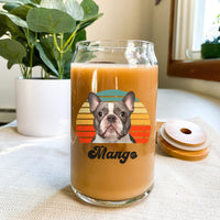 Thumbnail for Custom Retro Style Dog Cat Photo Glass Bottle/Frosted Bottle With Lid & Straw, Pet Lover Gift AF