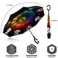 Thumbnail for Custom Magical Dog Cat Windproof Reverse Upside Down C-Handle Double Layer Umbrella, Pet Lover Gift JonxiFon