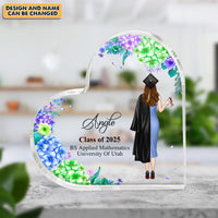 Thumbnail for Custom Girl With Flowers Graduation Heart Shaped Acrylic Plaque, Graduation Gift FC