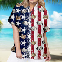 Thumbnail for Custom Face American Flag Set Hawaiian Shirt For Pet & Human, Gift For Pet Lover AI