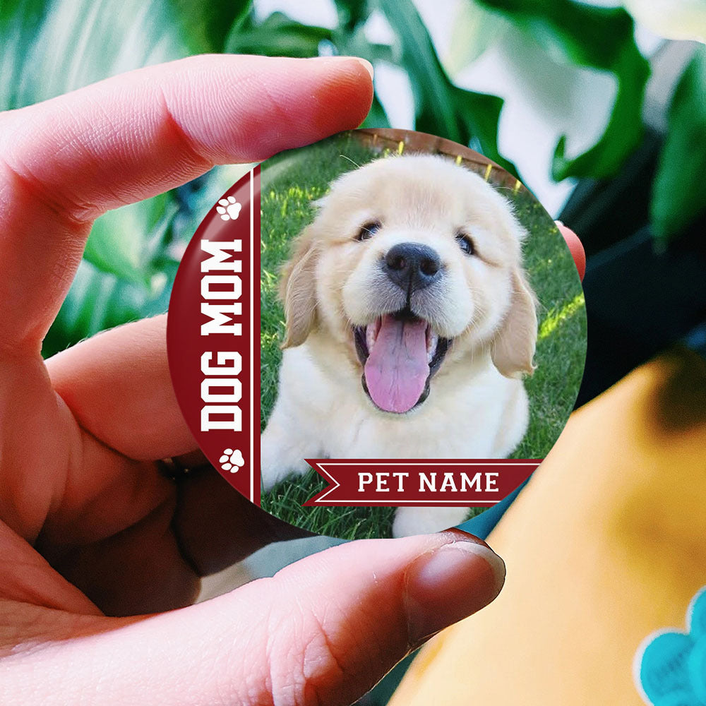 Personalized Dog Mom Dog Dad Button Badge, Pet Lovers Gift JonxiFon