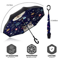 Thumbnail for Custom Galaxy Dog Cat Photo With Name Windproof Reverse Upside Down C-Handle Double Layer Umbrella, Pet Lover Gift JonxiFon