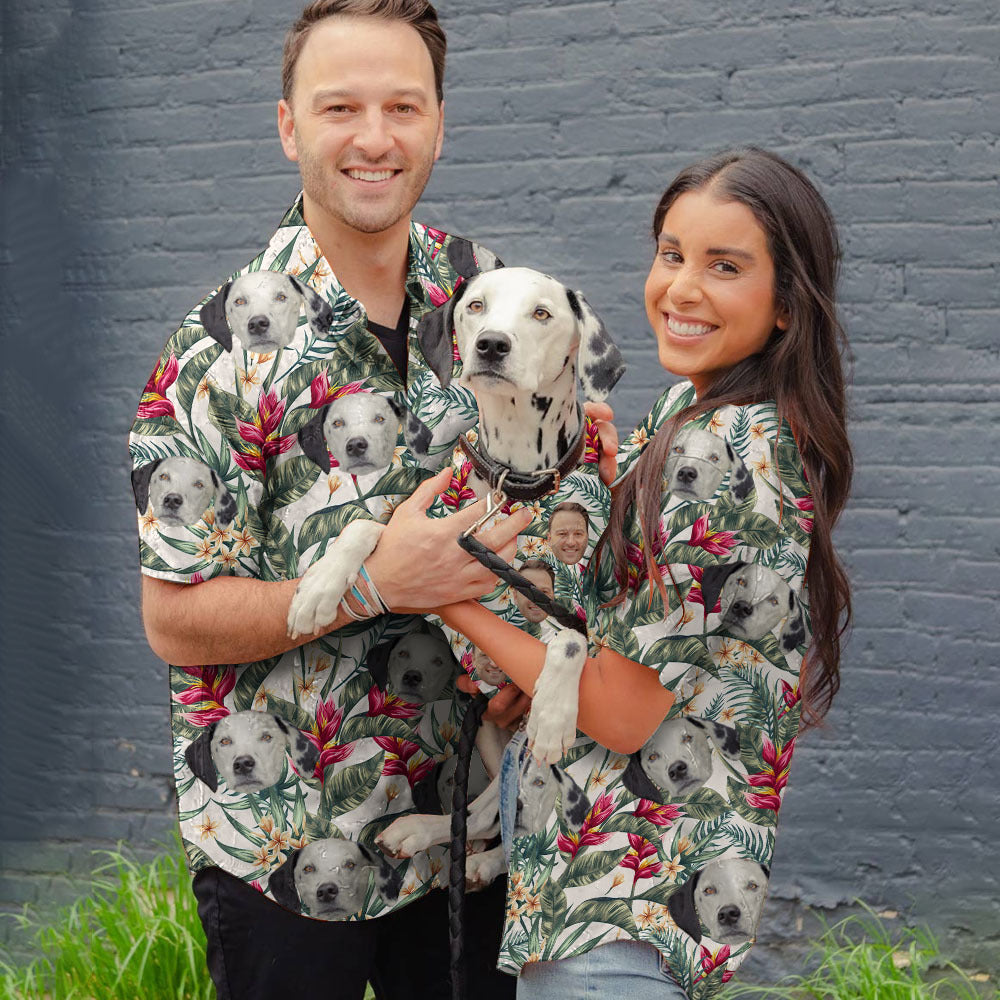 Custom Hawaii In The Air Face Photo Men's Hawaiian Shirt, Gift For Pet Lover AI