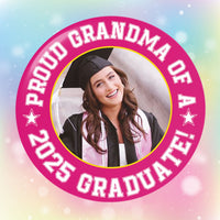 Thumbnail for Custom Photo Proud Family Of A 2025 Graduate Badge Pin Button, Graduation Gift