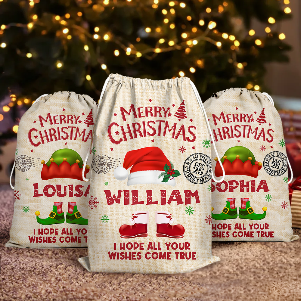 Personalized Santa Sack - Christmas Gift For Family - Christmas Costume With Name AB