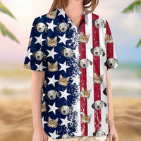Thumbnail for Custom Face American Flag Set Hawaiian Shirt For Pet & Human, Gift For Pet Lover AI