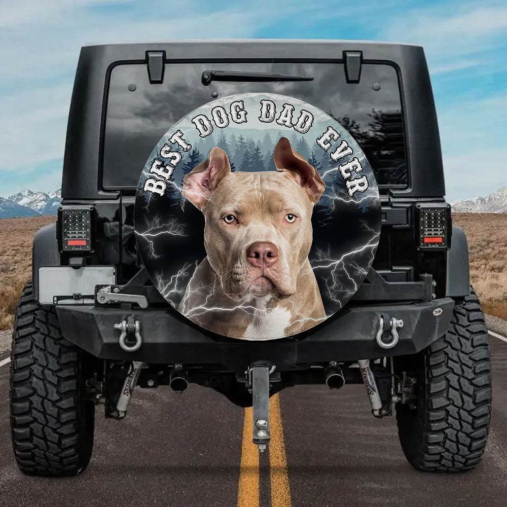 Personalized Photo Best Dog Dad Dog Mom Ever Retro Spare Tire Cover, Gift For Pet Lovers JonxiFon