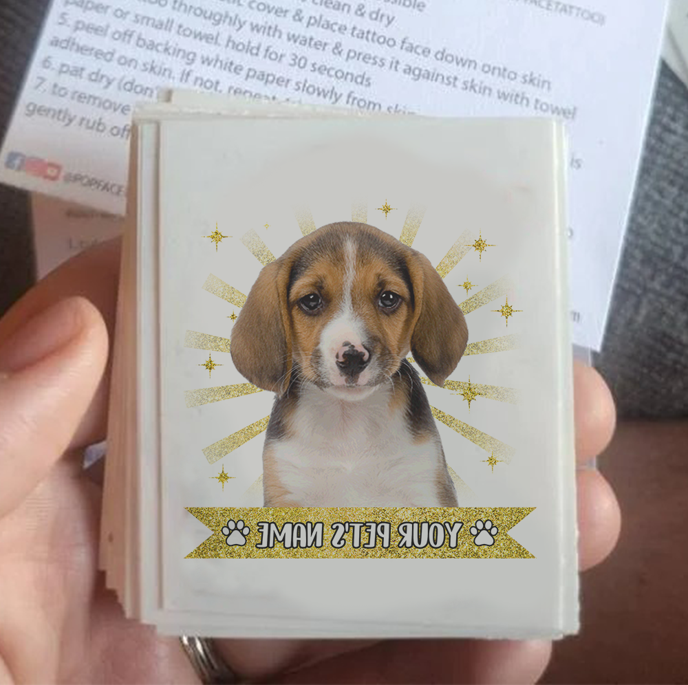 Personalized Funny Pet Photo Glitter Temporary Tattoos, DIY Gift For Dog Cat Lovers JonxiFon