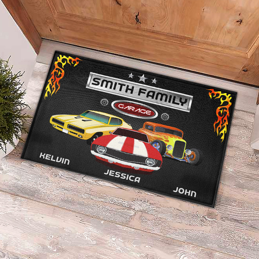 Personalized Garage Car Dad Family Name House Doormat, House Decor AB