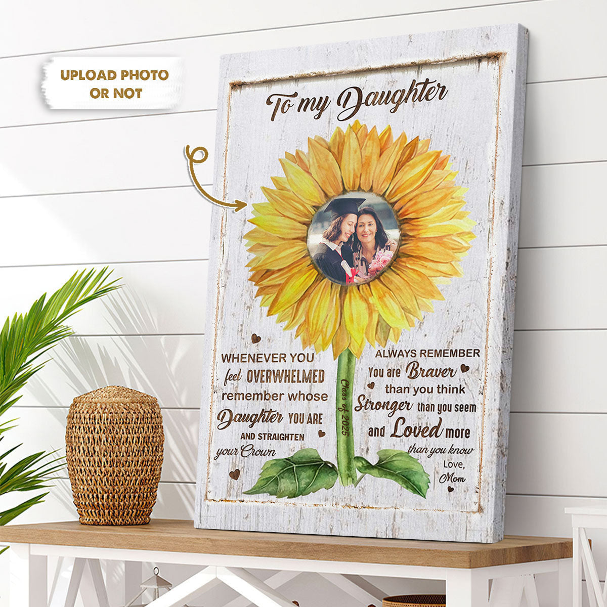 Custom To My Daughter Graduation Photo Canvas Wall Art, Graduation Gift