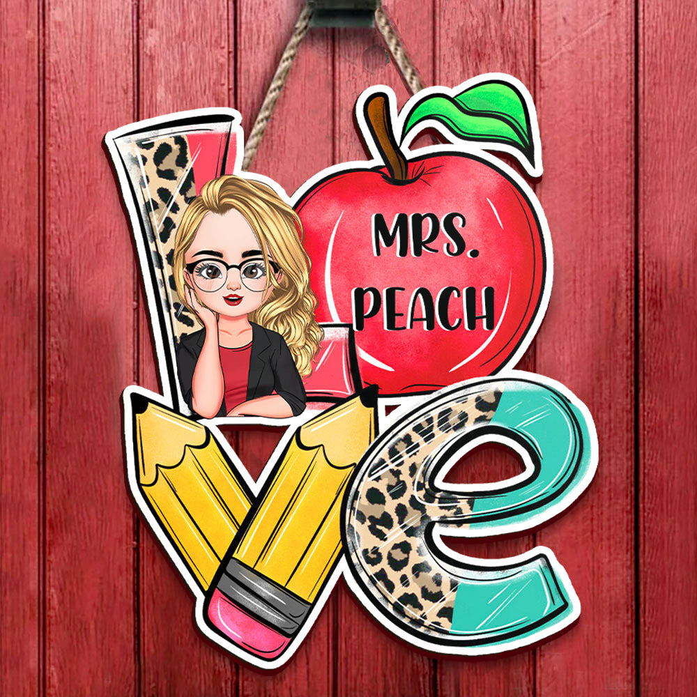 Custom Teacher Name Shaped Door Sign, Classroom Decorations Gift AE