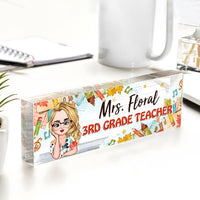 Thumbnail for Custom Happy Teacher Name Acrylic Desk Name Plate, Gift For Teacher AI