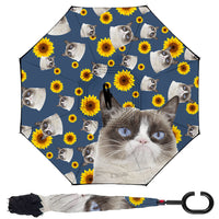 Thumbnail for Custom Pet Photo Windproof Reverse Upside Down C-Handle Double Layer Umbrella, Gift For Pet Lover JonxiFon