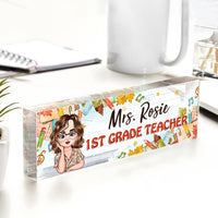 Thumbnail for Custom Happy Teacher Name Acrylic Desk Name Plate, Gift For Teacher AI