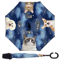 Thumbnail for Custom Galaxy Dog Cat Photo With Name Windproof Reverse Upside Down C-Handle Double Layer Umbrella, Pet Lover Gift JonxiFon