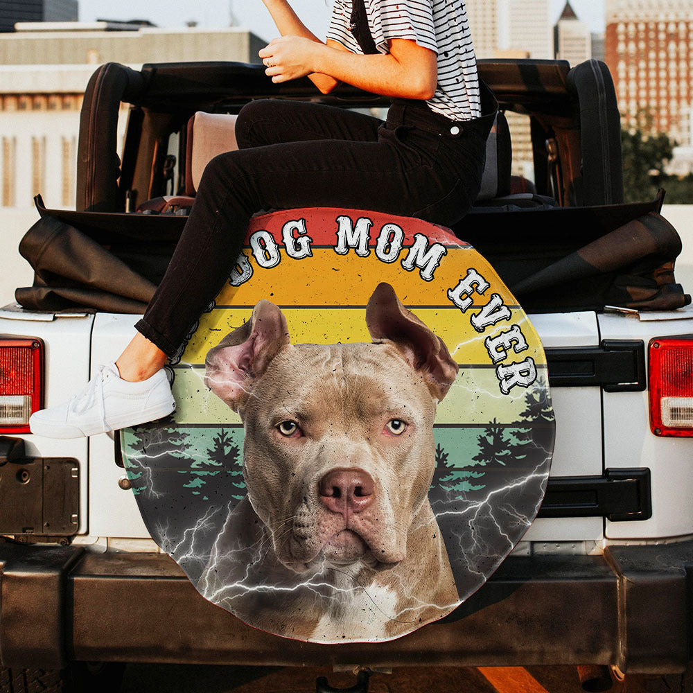 Personalized Photo Best Dog Dad Dog Mom Ever Retro Spare Tire Cover, Gift For Pet Lovers JonxiFon