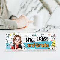Thumbnail for Custom Best Teacher Ever Acrylic Desk Name Plate, Gift For Teacher AI