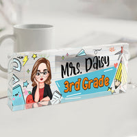Thumbnail for Custom Best Teacher Ever Acrylic Desk Name Plate, Gift For Teacher AI