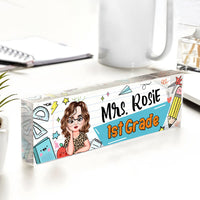 Thumbnail for Custom Best Teacher Ever Acrylic Desk Name Plate, Gift For Teacher AI