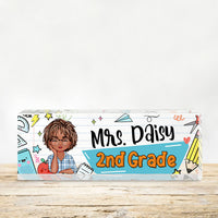 Thumbnail for Custom Best Teacher Ever Acrylic Desk Name Plate, Gift For Teacher AI