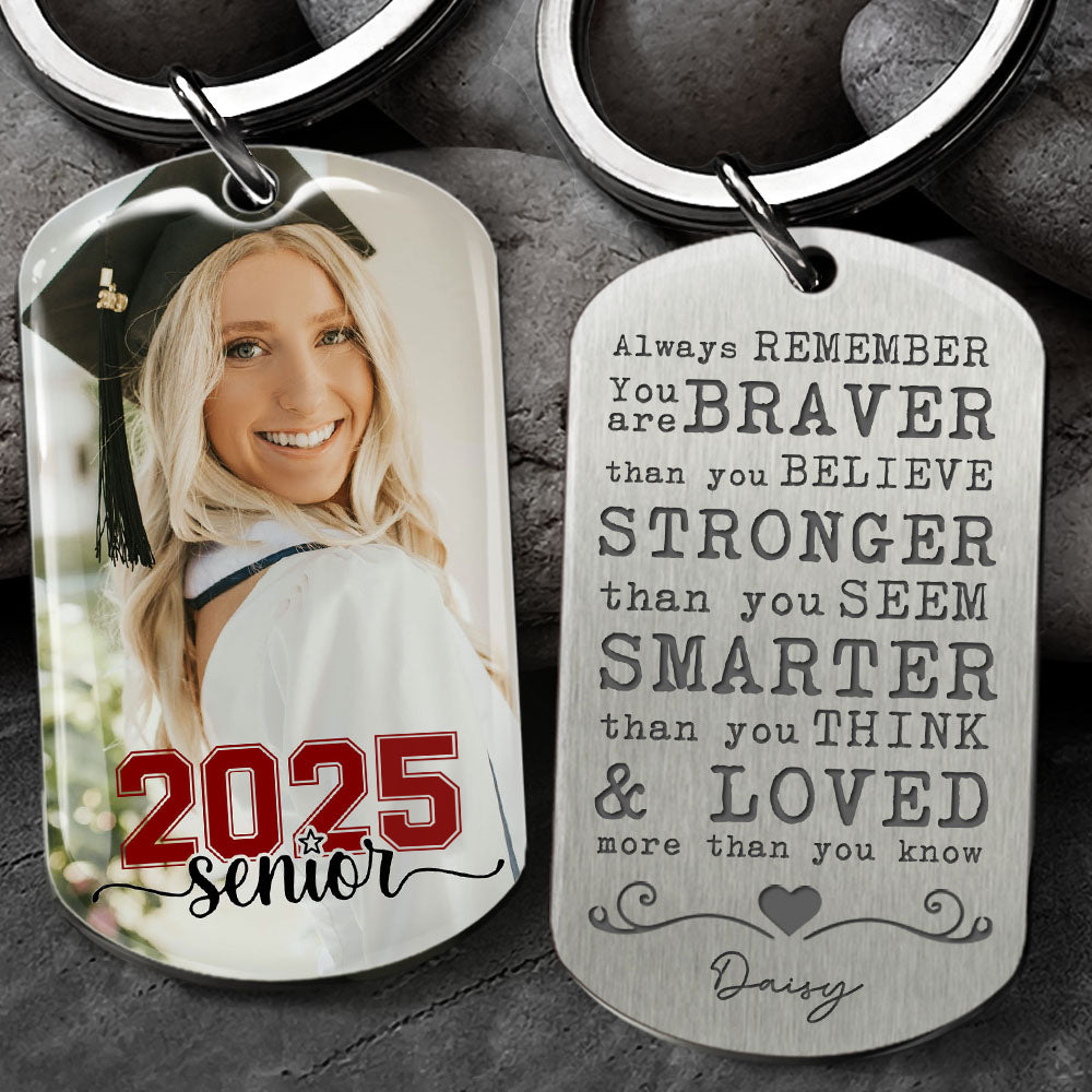 Custom You're Stronger Than You Seem Photo Graduation Metal Keychain, Graduation Gift