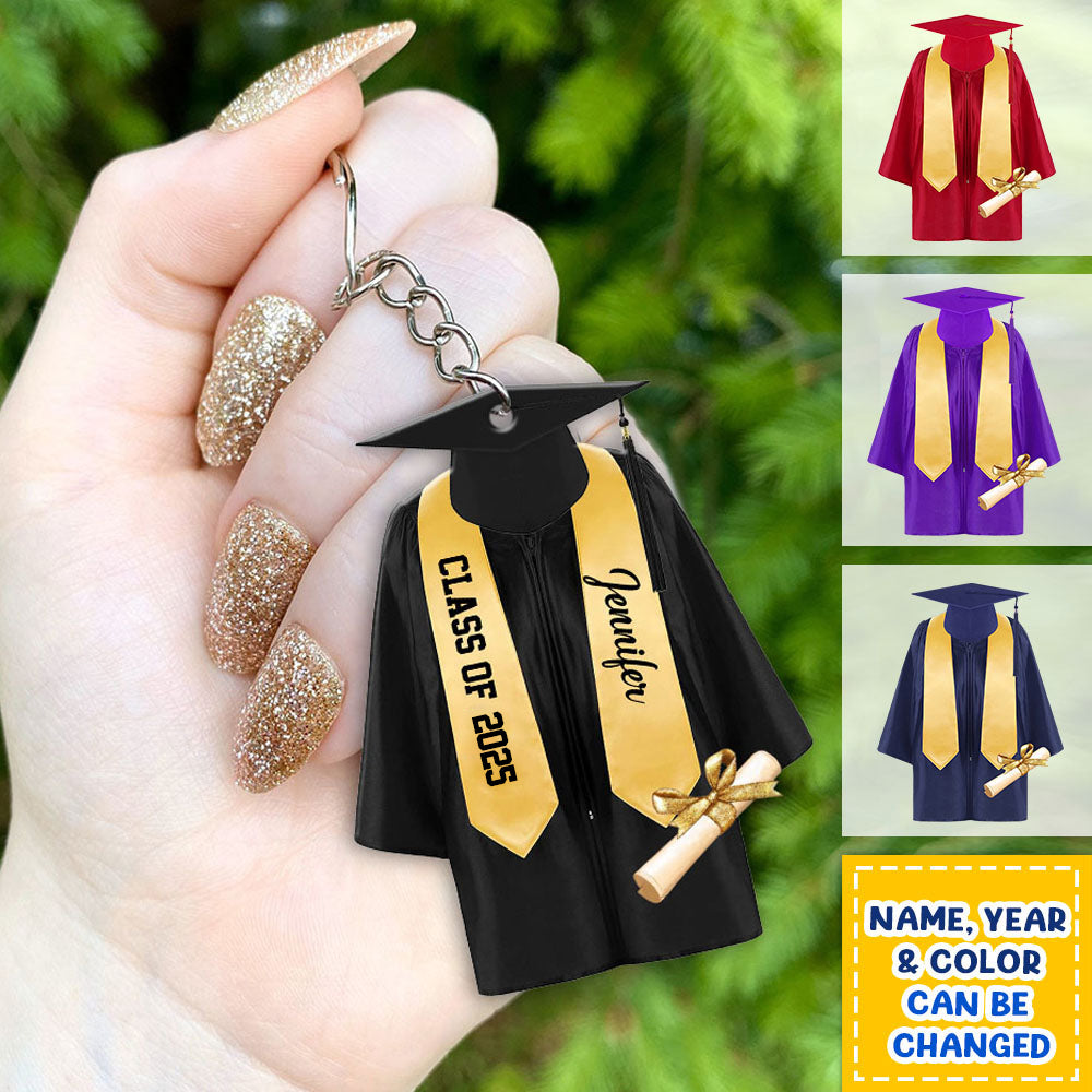 Graduation Gown Cap Custom Acrylic Keychain, Gift For Graduate