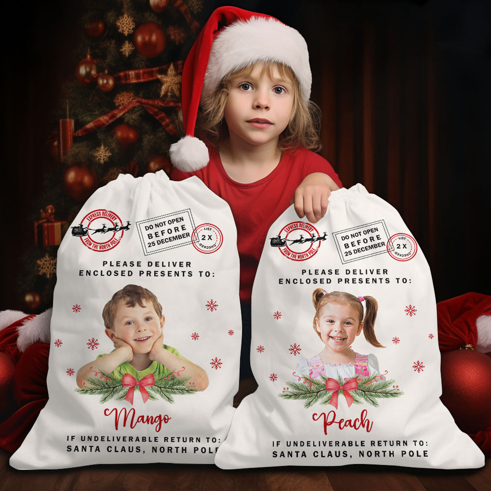 Personalized Santa Sack - Christmas Gift For Family & Pet Lover - Santa Sack With Photo AB