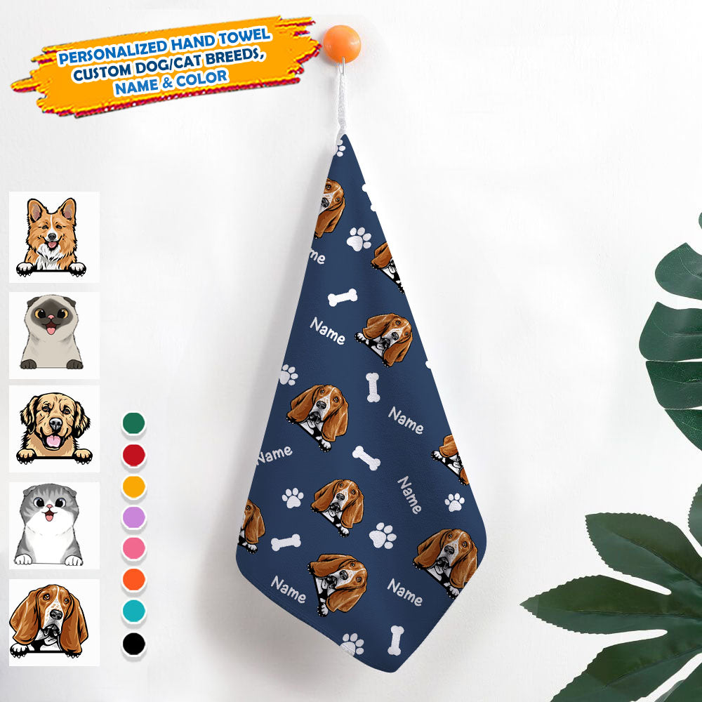 Custom Dog Pattern Hand Towel, Pet Lover Gift JonxiFon
