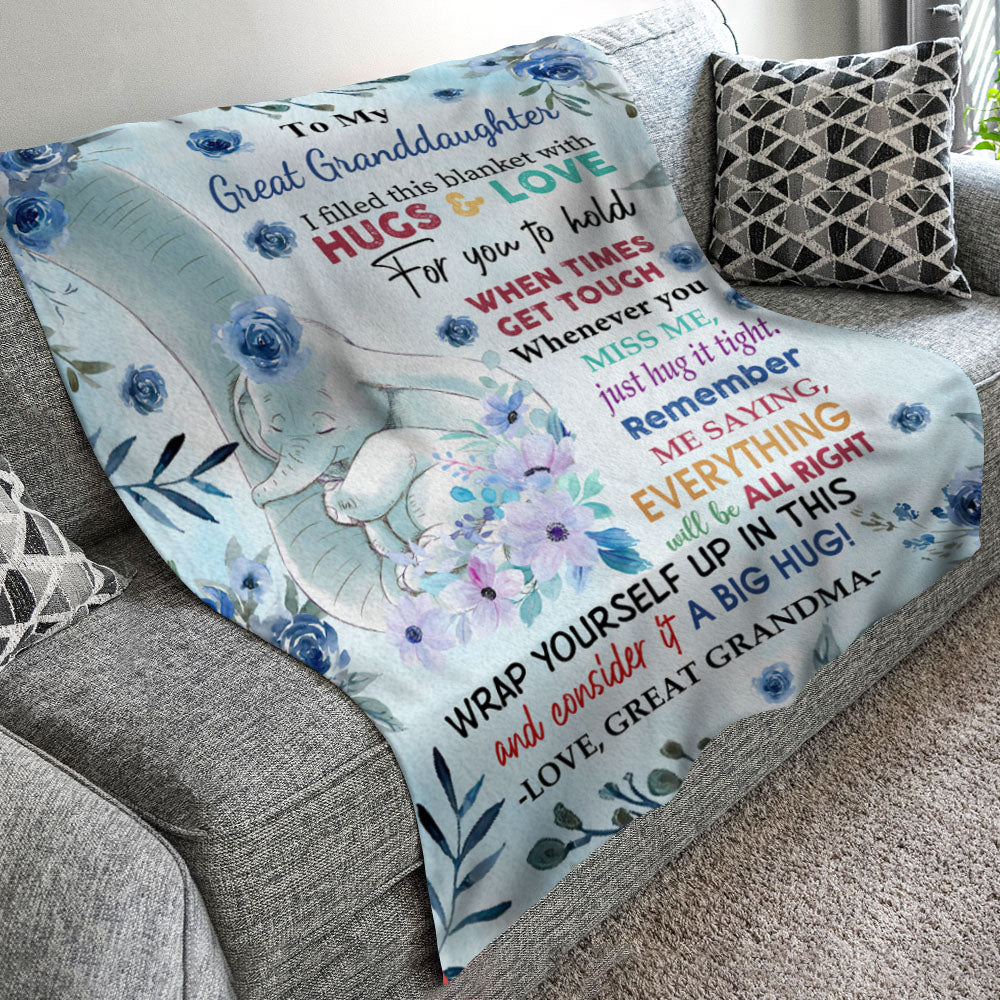 I Filled This Blanket With Hugs & Love Fleece Blanket, Gift for Great Grandchildren AB