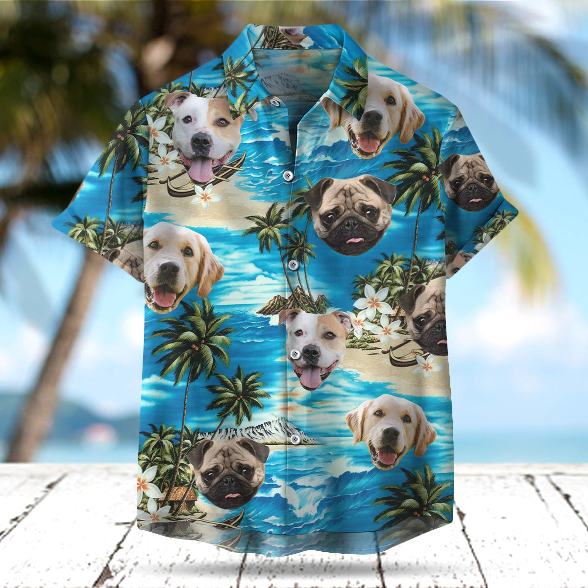 Ocean Dog Watercolor - Customized Hawaiian Shirt AI