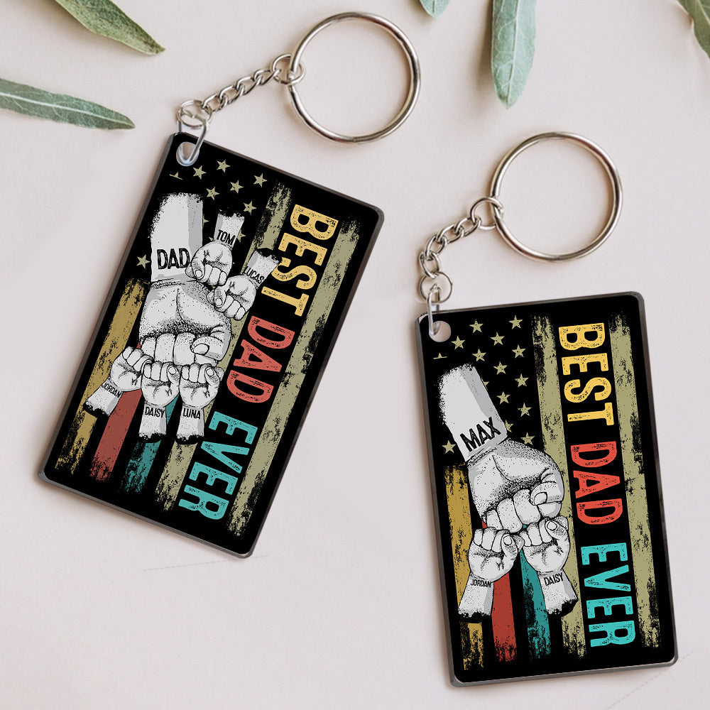 Personalized Best Dad Ever Acrylic Keychain, Gift For Dad JonxiFon