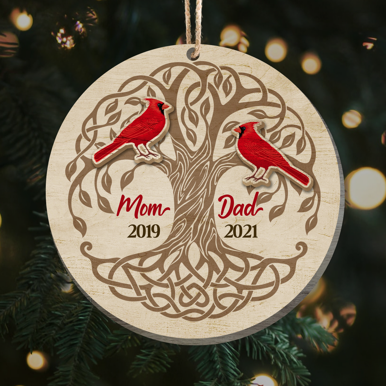 Personalized Memorial Christmas In Heaven Dad Mom Layered Wood Ornament AE