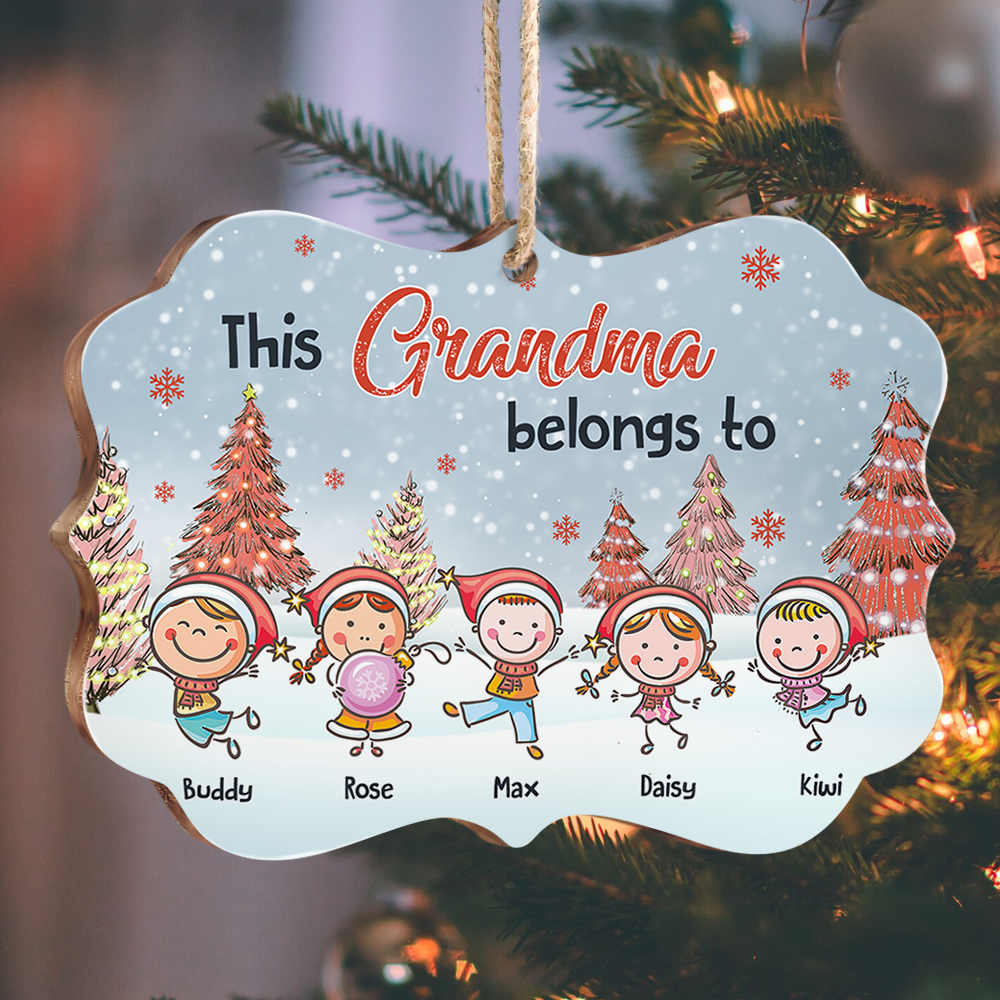 Personalized Mom Grandma Belong To Kids Christmas Printed MDF Benelux Ornament AE