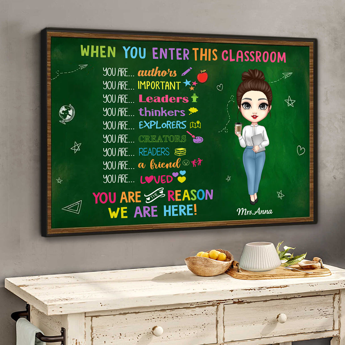 Classroom Rules Teacher Canvas, DIY Decor For Teachers On Back To School Day AK