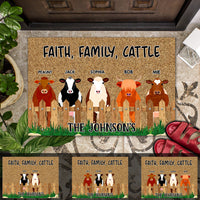 Thumbnail for Faith, Family, Cattle - Personalized Doormat, Cow Lovers Gift AB