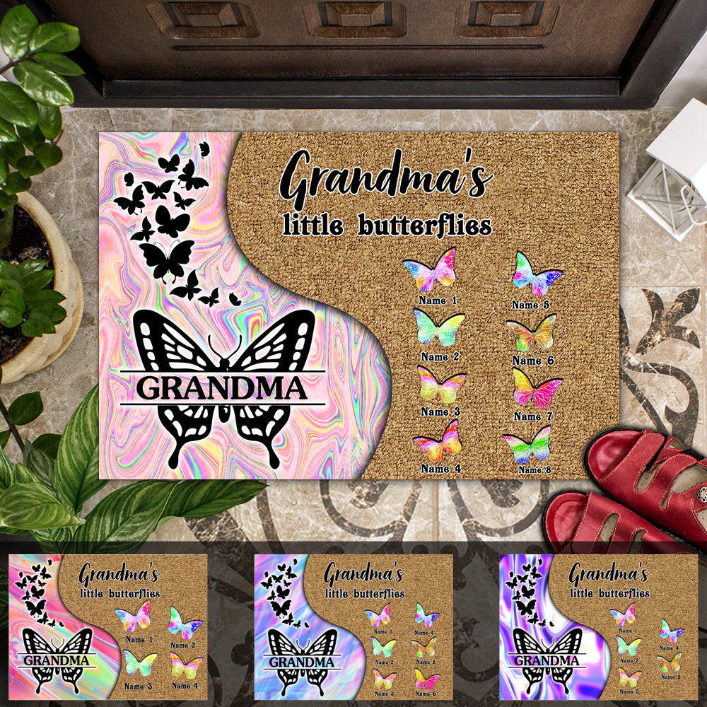 Grandma's Little Butterflies - Personalized Hologram Doormat, Mother's Day AB