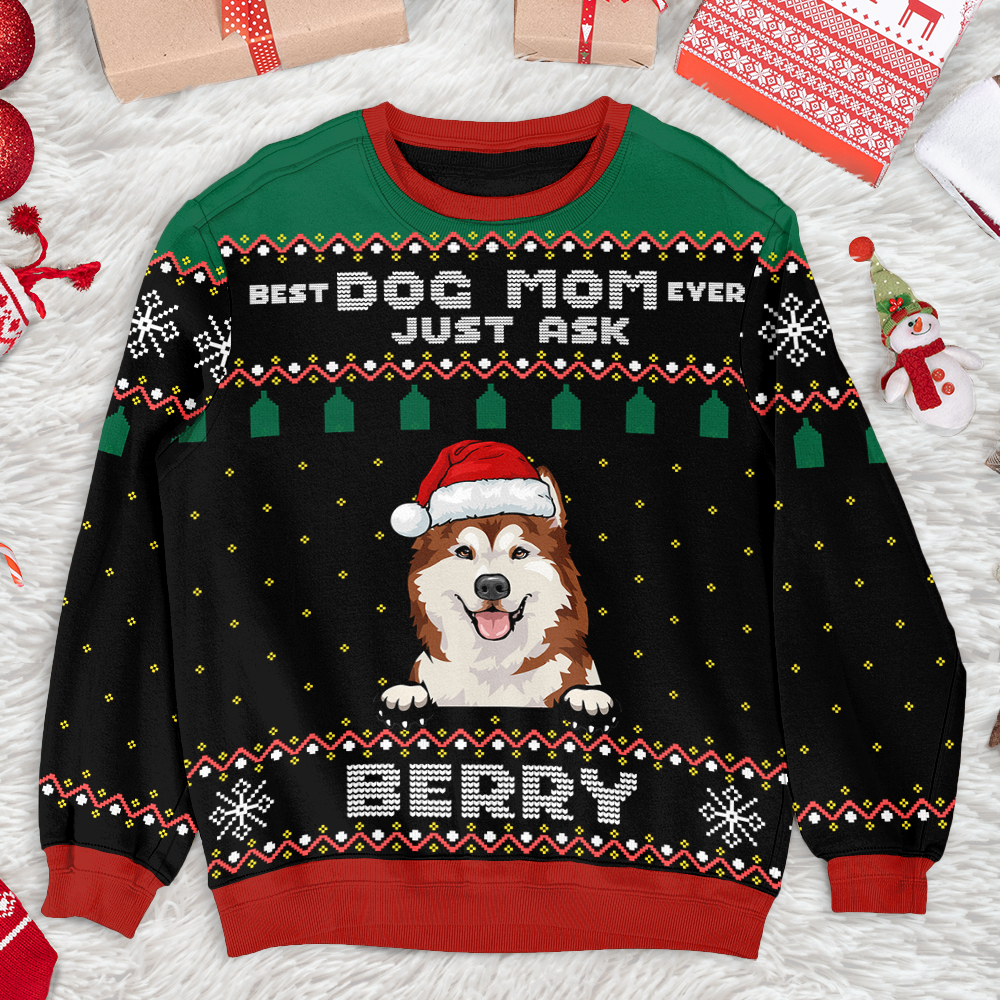 Best Dog Mom Dad Ever Ugly Christmas Sweater, Christmas Gift AB