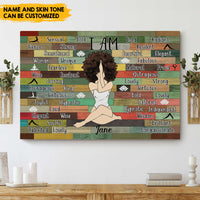 Thumbnail for Afro Girl Yoga Vintage - Customized Name And Skintone Canvas AK