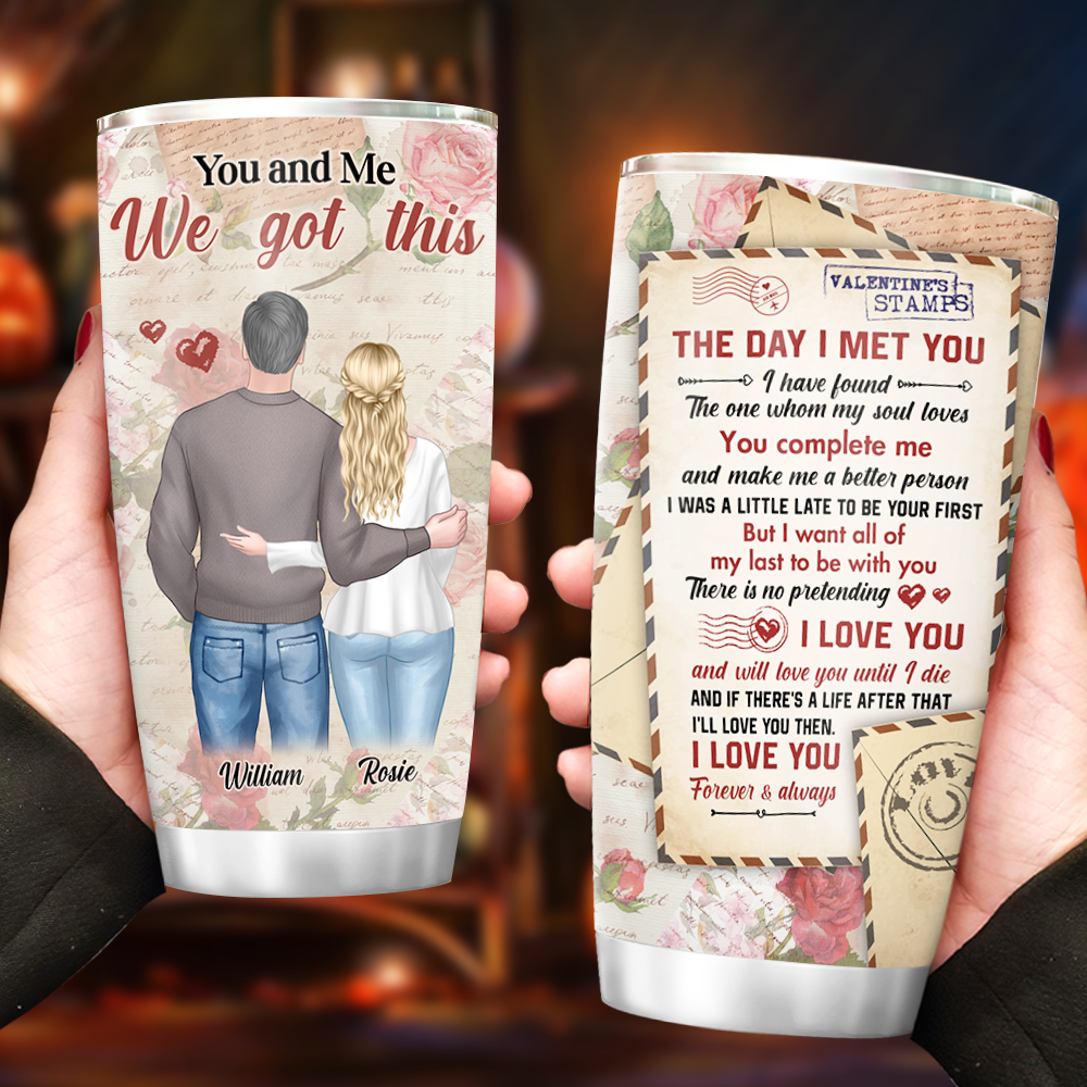 Personalized The Day I Met You Love Letter Couple Tumbler, Valentine's Day Gift AA