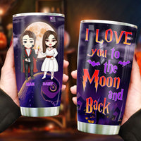 Thumbnail for Personalized I Love You To The Moon And Back Halloween Couple Tumbler, Love Gift AA