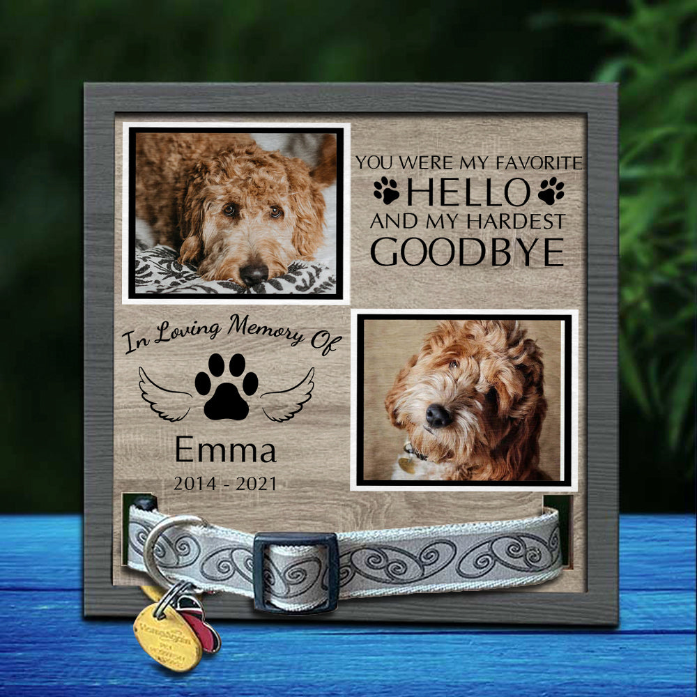 Two Photos Pet memorial Pet Loss - Pet Collar Holder AA