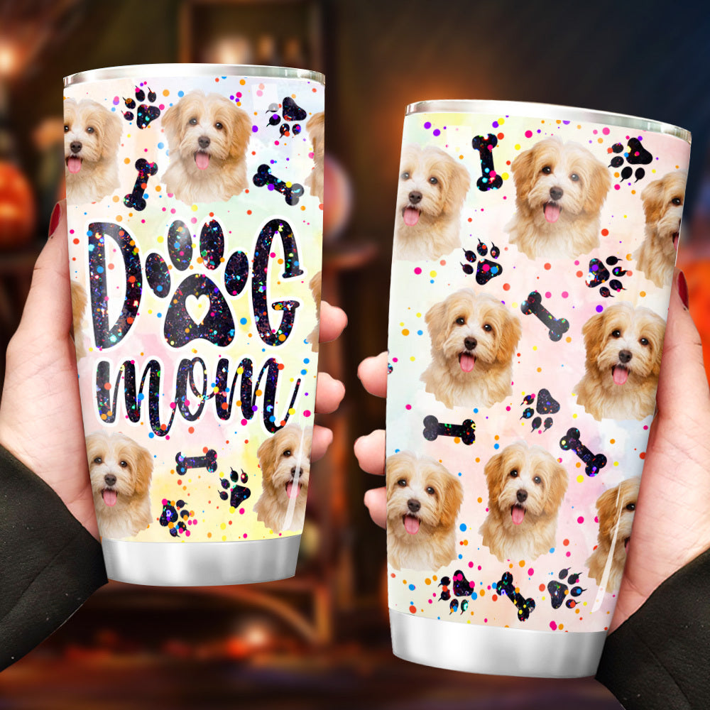 Glitter Dog Mom With Photos Tumbler, Dog Lover Gift AA