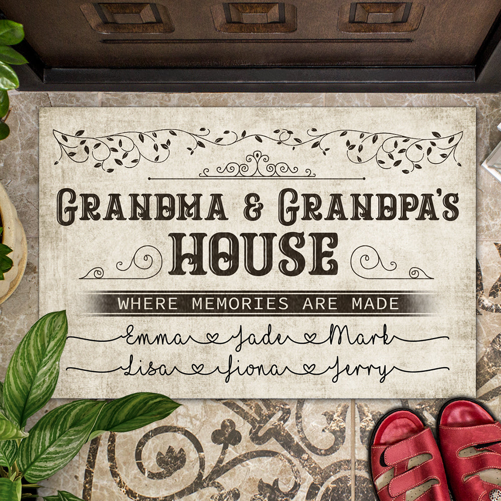 Grandma & Grandpa House Where Memories Are Made - Personalized Doormat AB
