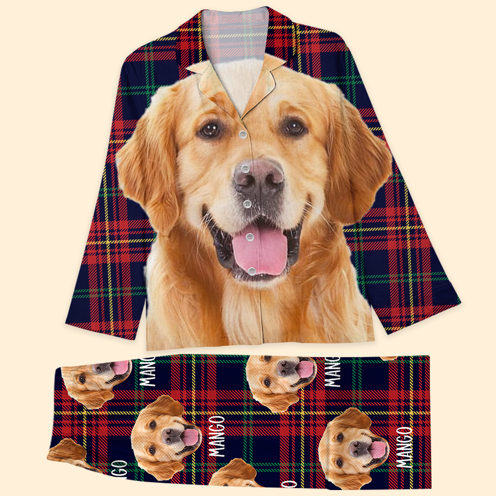 Personalized Custom Face Dog Cat Winter Pattern Pajamas Set, Funny Gift For Pet Lovers AB